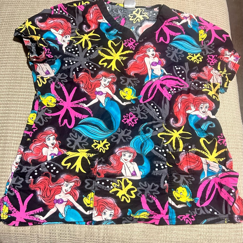 Disney Little Mermaid Ariel Short Sleeve Tee in Black, Pink, Blue, Yellow